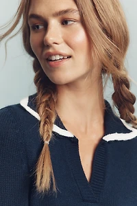 Daily Practice Long-Sleeve Polo Knit Mini Dress