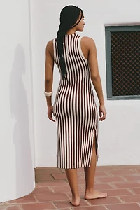 Flat White Sleeveless Mock-Neck Maxi Dress