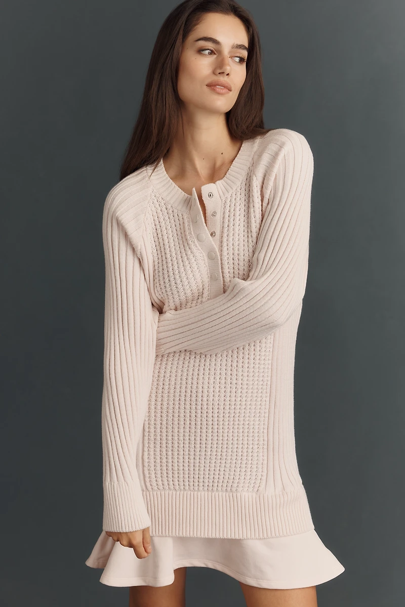 Daily Practice Twofer Waffle-Knit Mini Dress