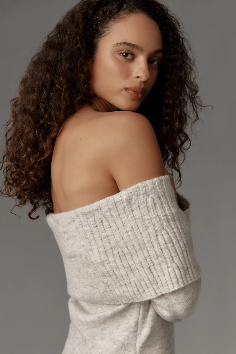 Daily Practice Off-Shoulder Foldover Midi Sweater Dress