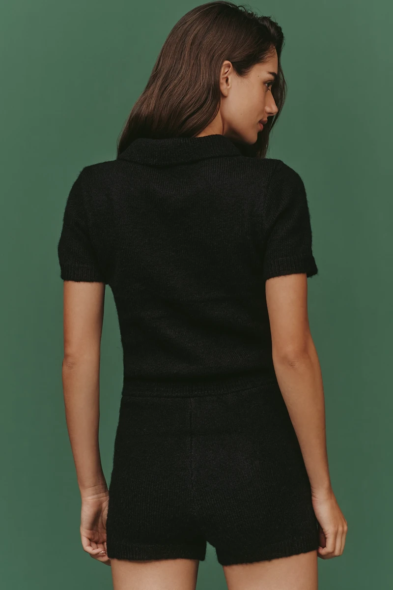 English Factory Short-Sleeve Knit Romper