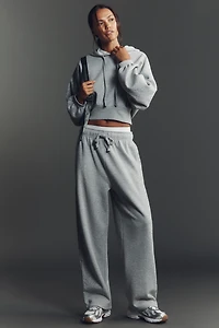 Daily Practice Rhinestone Fleece Wide-Leg Drawstring Pants