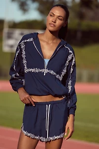 Daily Practice Lace-Hem Drawstring Shorts