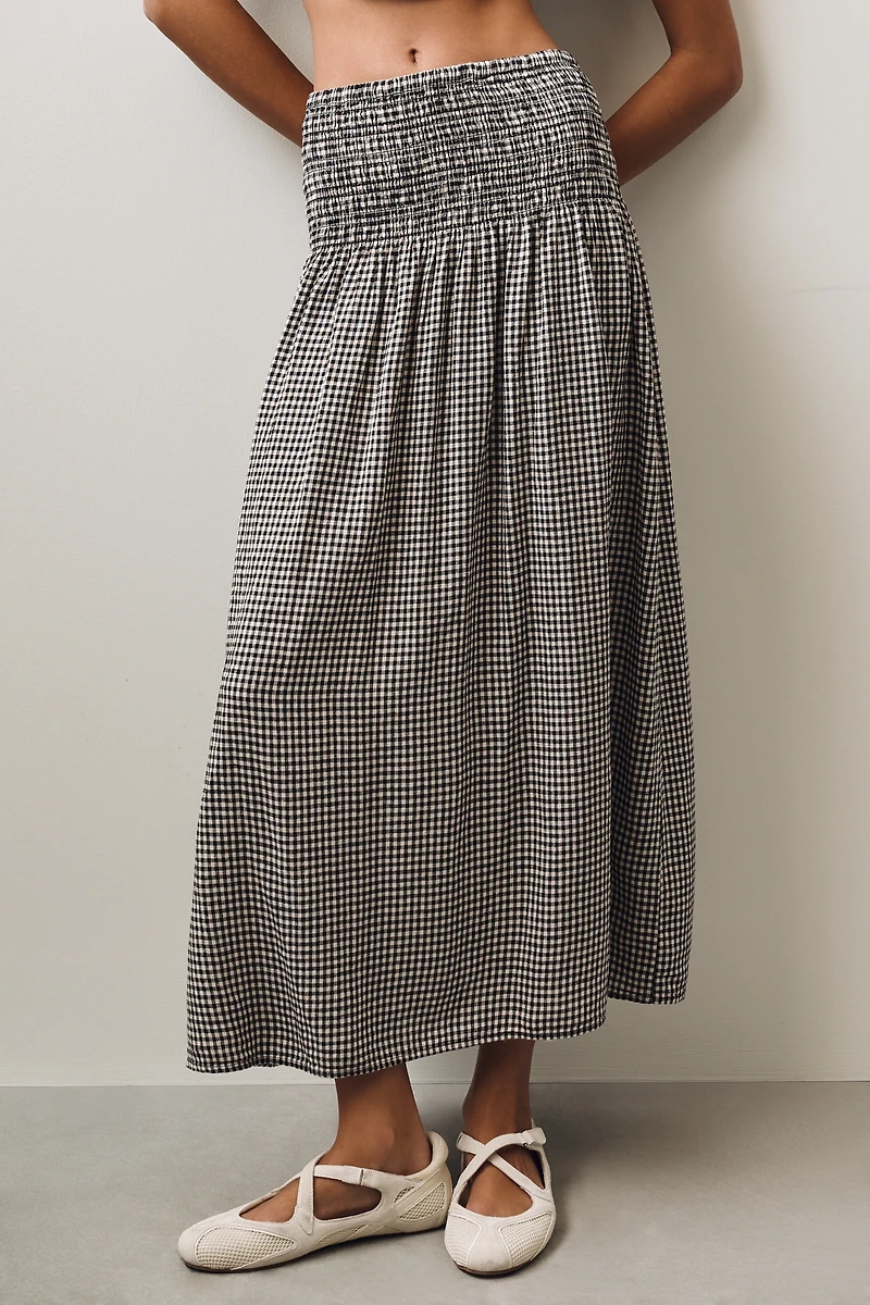Z Supply Brooke Smocked-Waist Midi Skirt