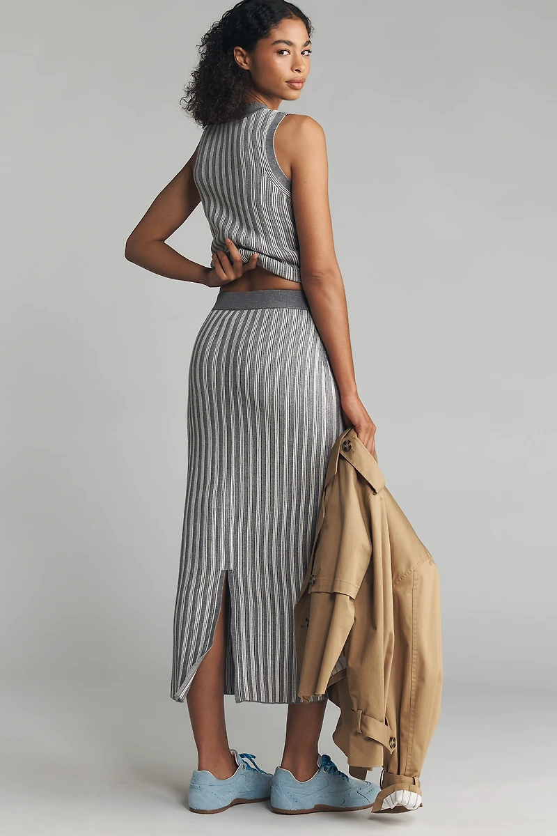 Varley Mairead Ribbed Knit Midi Skirt
