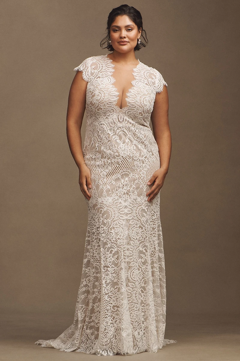 Wtoo by Watters Philomene Lace Cap-Sleeve Wedding Gown