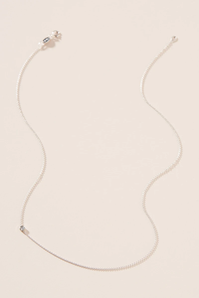 Maya Brenner 14K White Gold Asymmetric Birthstone Necklace