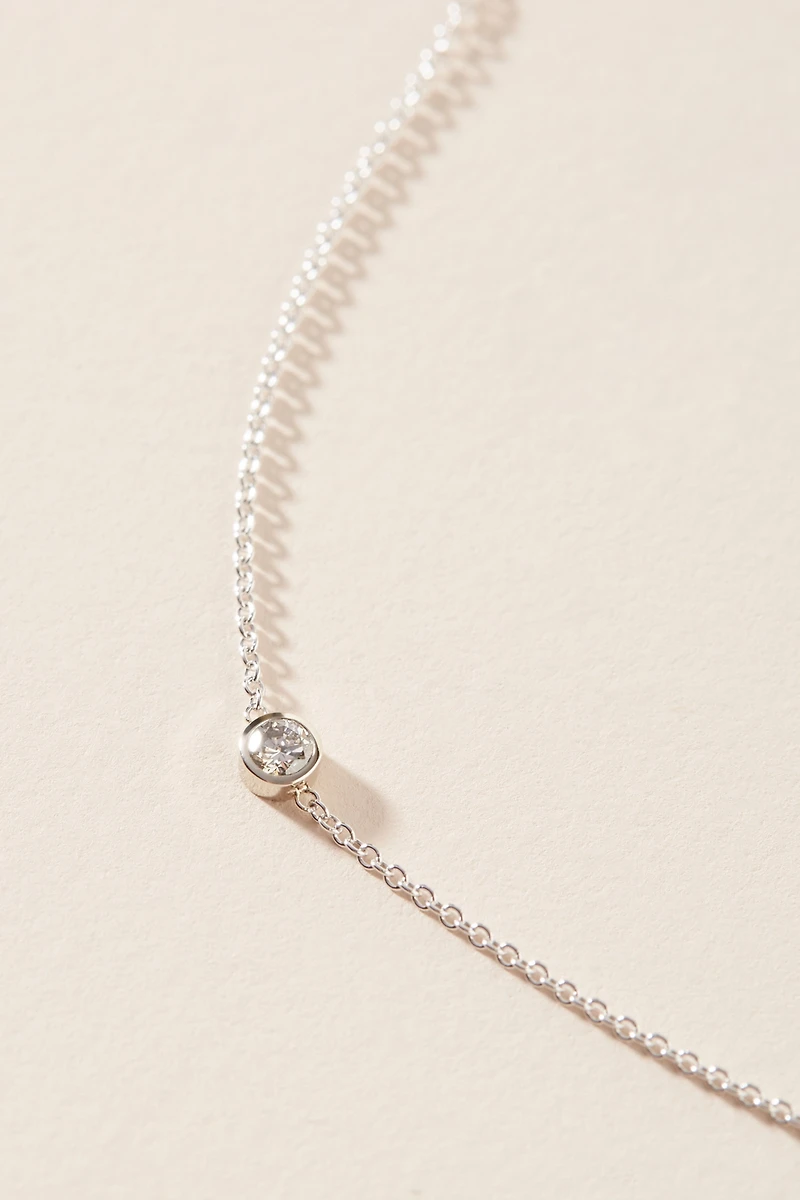 Maya Brenner 14K White Gold Asymmetric Birthstone Necklace