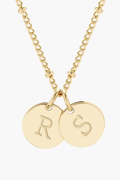 Brook & York Custom Two Initial Gold Filled Disc Necklace