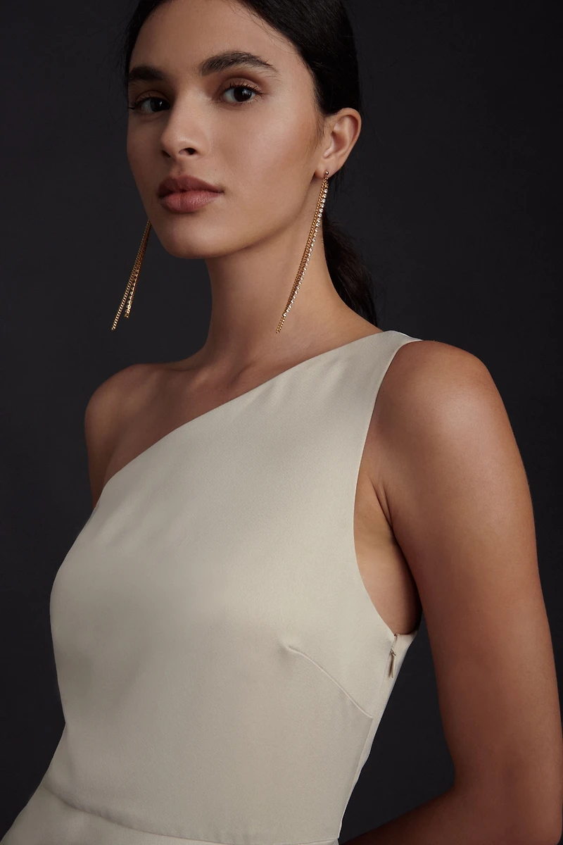 BHLDN Dylan One-Shoulder Satin Side-Slit Gown