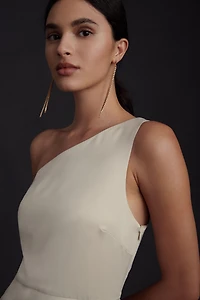 BHLDN Dylan One-Shoulder Satin Side-Slit Gown