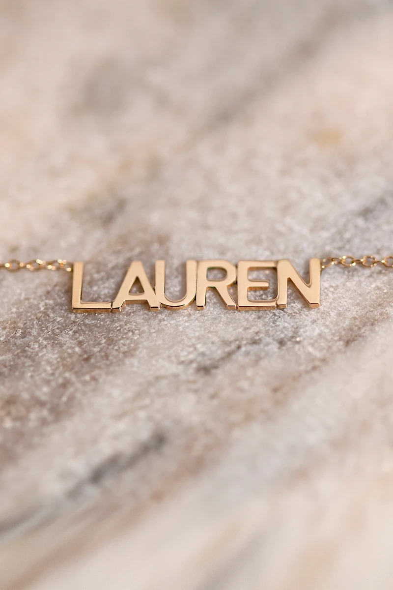 Heather Hawkins 14K Custom Block Print Necklace