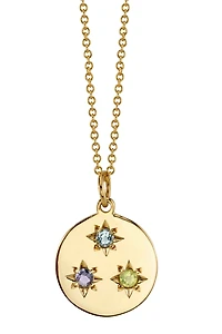 Starling Birthstone Compass Charm 3 Stone Necklace