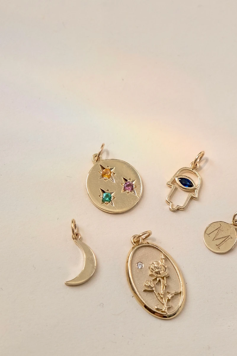 Starling Birthstone Compass Charm 3 Stone Necklace
