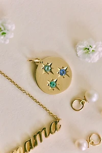 Starling Birthstone Compass Charm 3 Stone Necklace