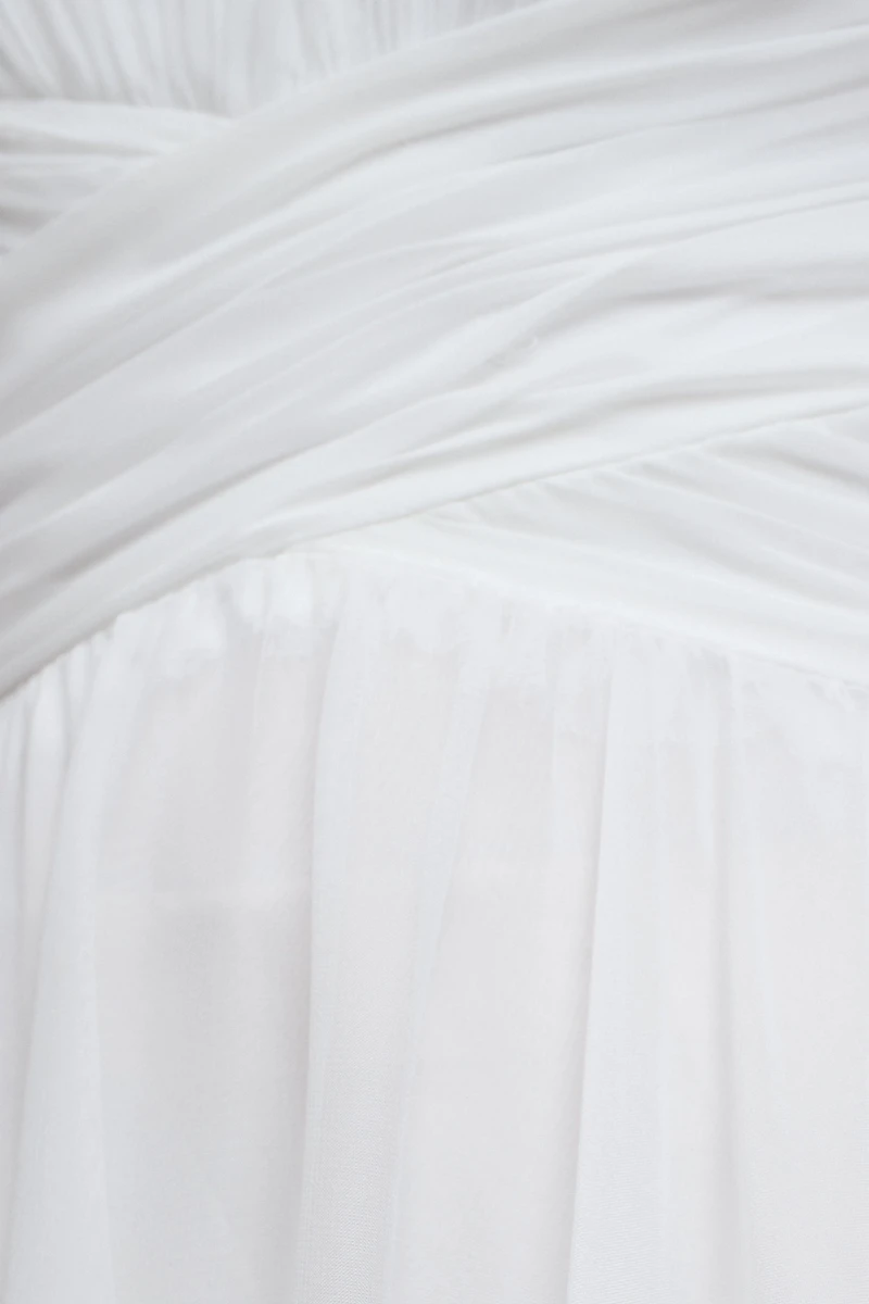 Mac Duggal Indy A-Line Ruffled Back-Lace Chiffon Gown