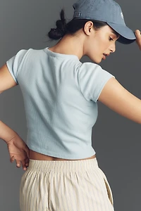 The Blair Stretch Cotton Short-Sleeve Baby Tee by Maeve: Crop Edition
