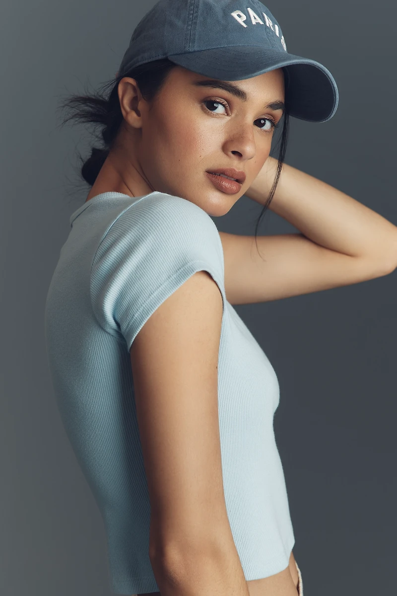 The Blair Stretch Cotton Short-Sleeve Baby Tee by Maeve: Crop Edition