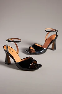 Maeve Puffy Square-Toe Ankle-Strap Heels