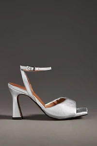 Maeve Puffy Square-Toe Ankle-Strap Heels