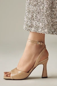 Maeve Puffy Square-Toe Ankle-Strap Heels