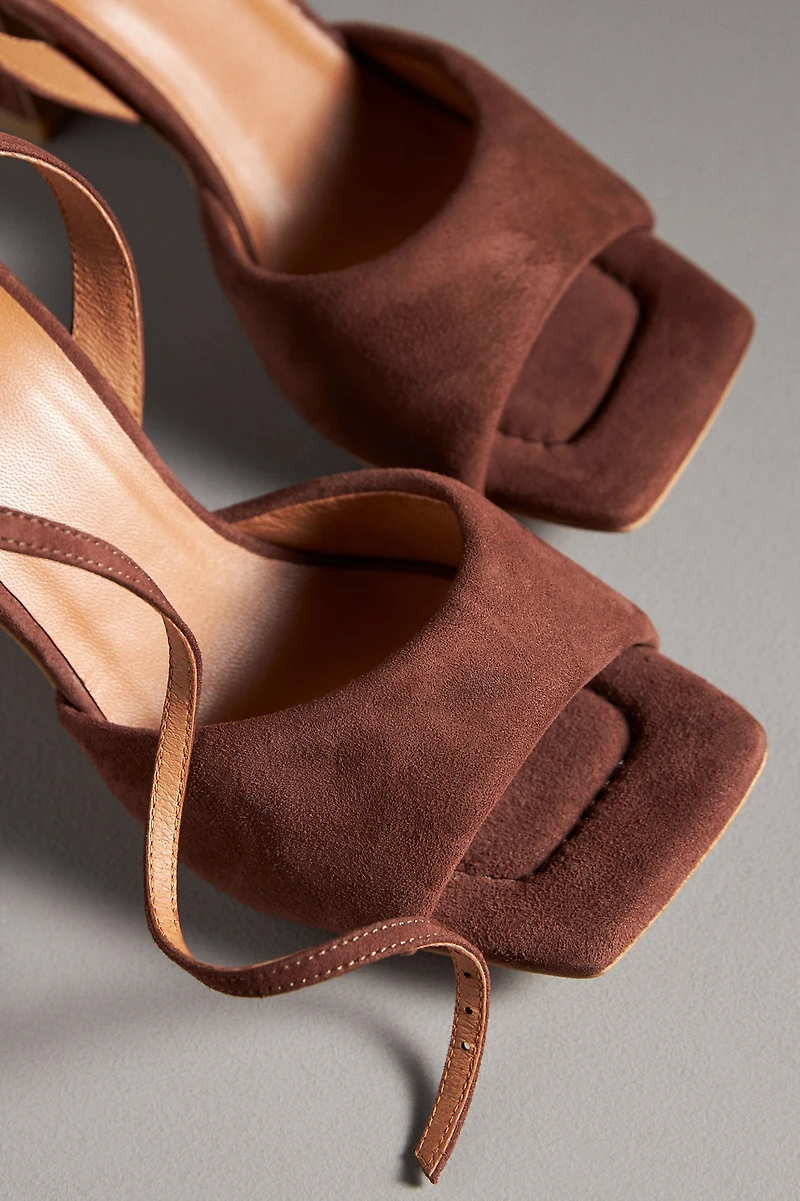 Maeve Puffy Square-Toe Ankle-Strap Heels