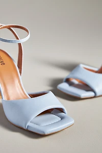 Maeve Puffy Square-Toe Ankle-Strap Heels