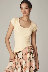 Pilcro Slim Scoop-Neck Tee