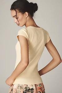 Pilcro Slim Scoop-Neck Tee
