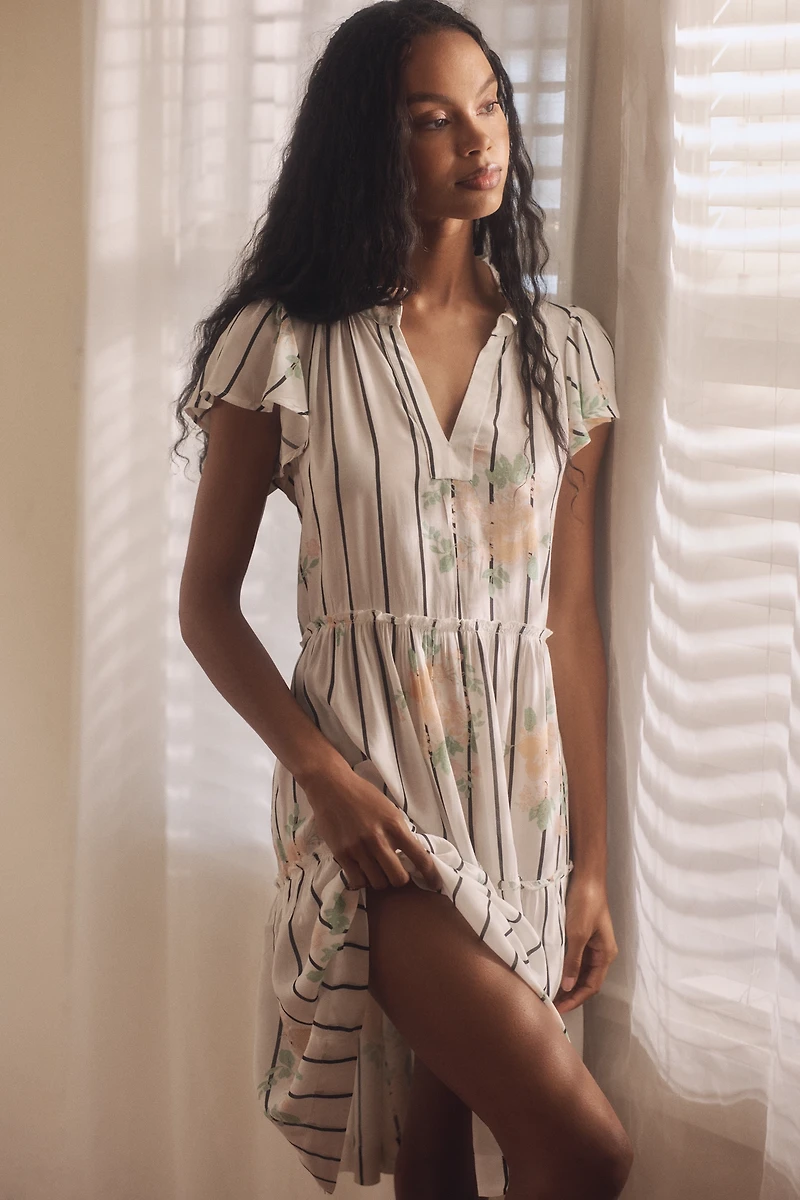 By Anthropologie Ruffle-Sleeve Dress