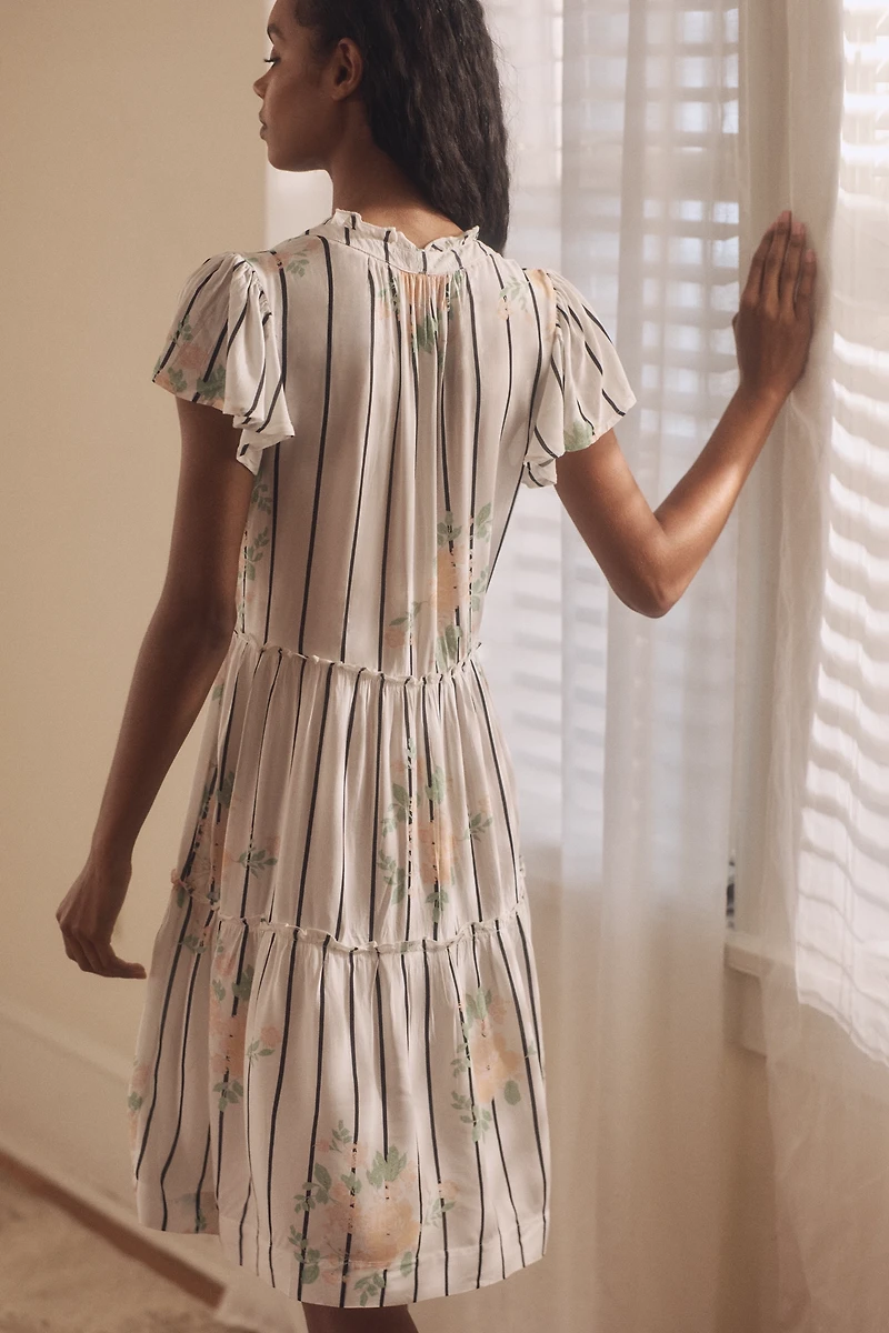 By Anthropologie Ruffle-Sleeve Dress