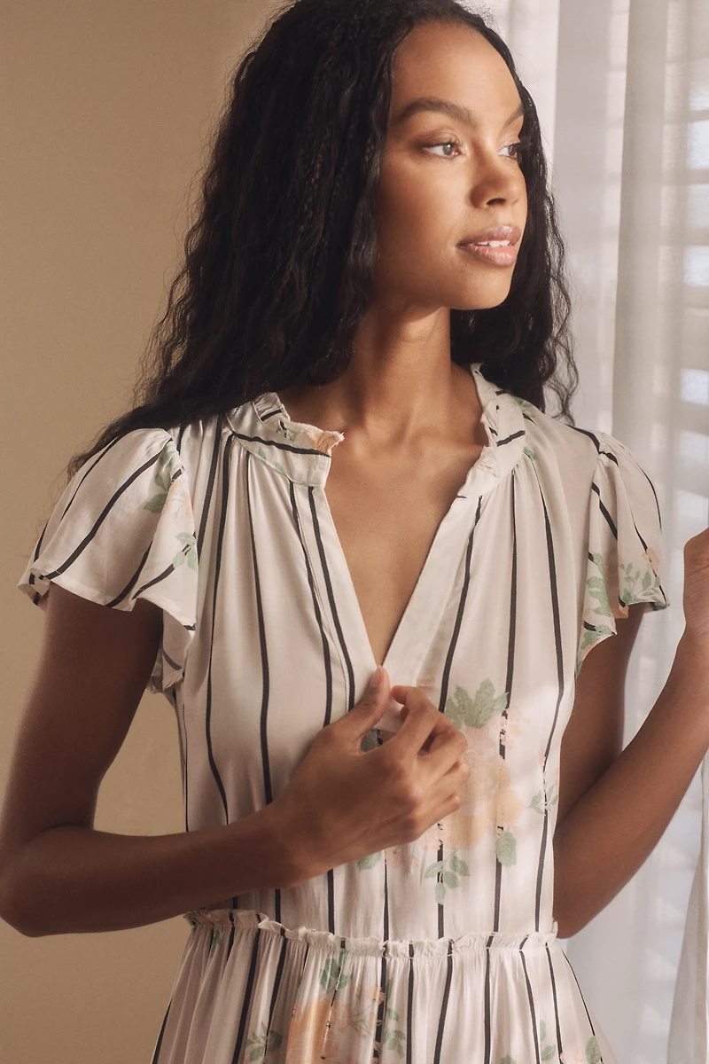 By Anthropologie Ruffle-Sleeve Dress