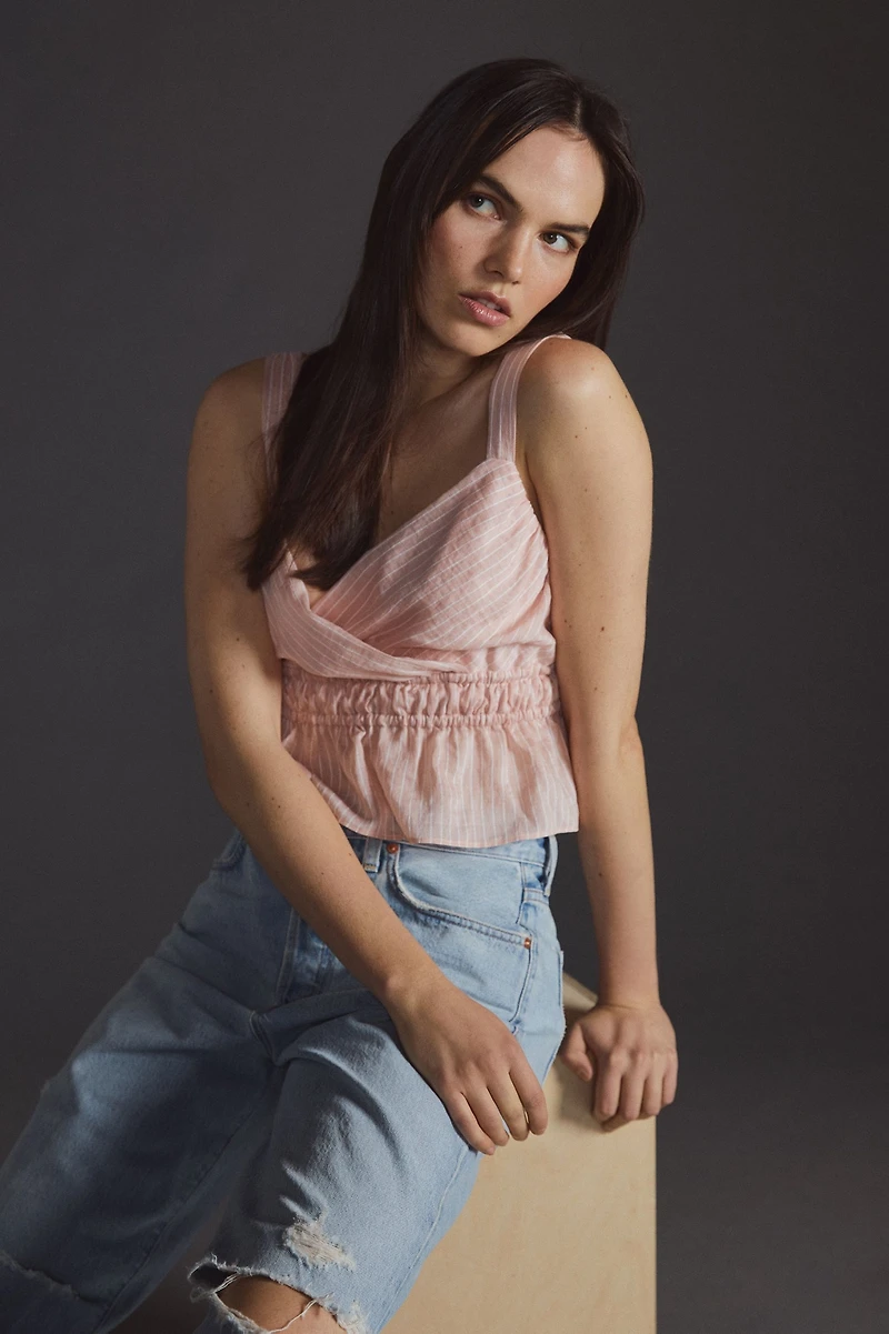 Maeve Shirred Peplum Top