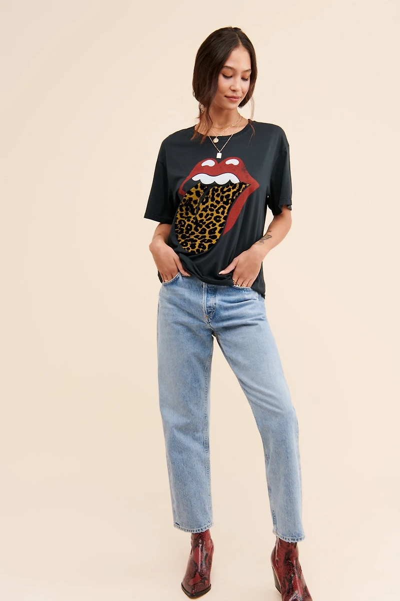 DAYDREAMER Stones Flocked Leopard Tongue Tee