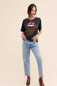 DAYDREAMER Stones Flocked Leopard Tongue Tee