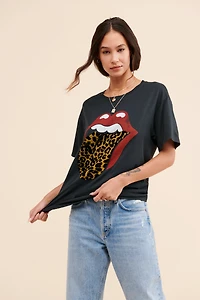 DAYDREAMER Stones Flocked Leopard Tongue Tee