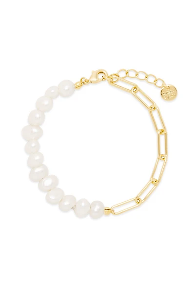 Brook & York Pearl and Paperclip Chain Bracelet