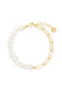 Brook & York Pearl and Paperclip Chain Bracelet