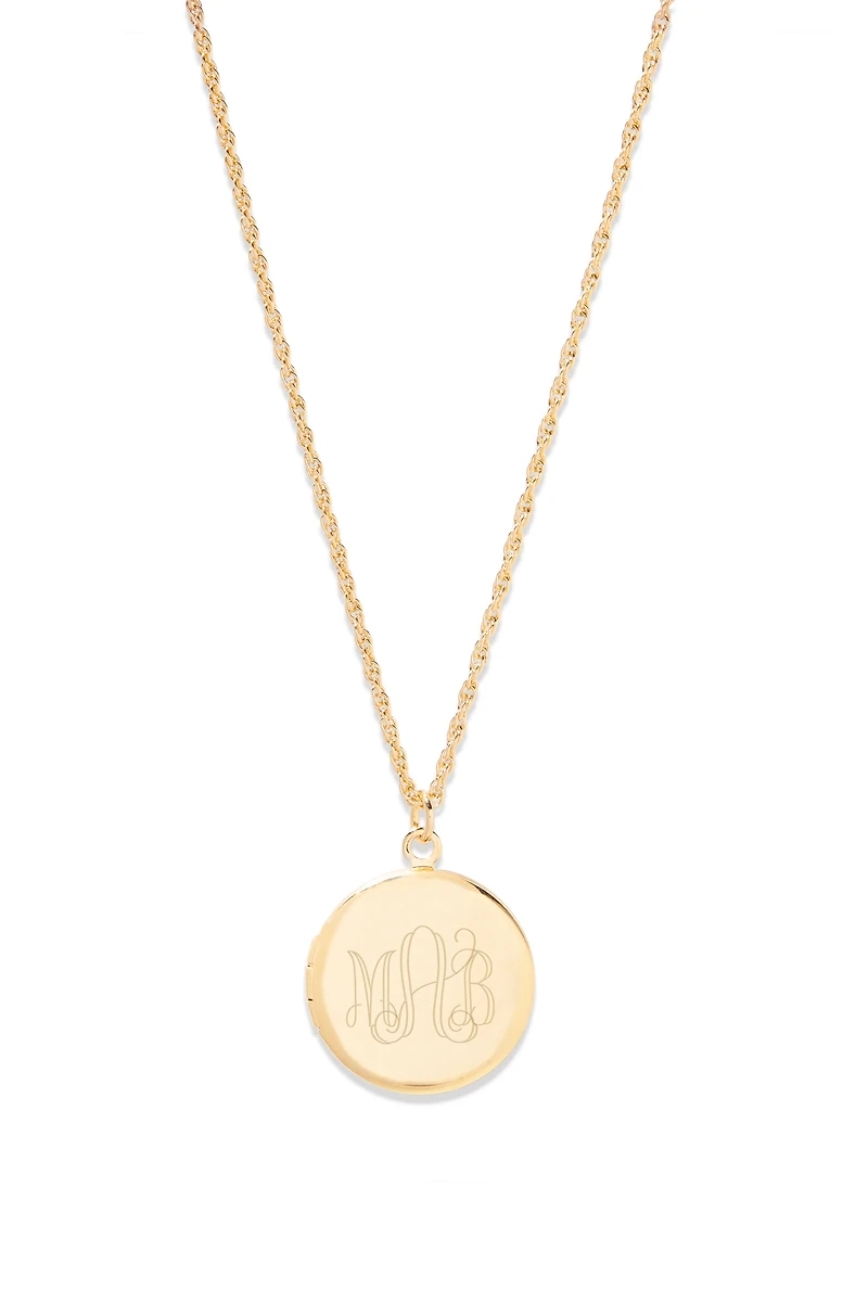 Brook & York Custom Monogram-Initial Round Locket Necklace