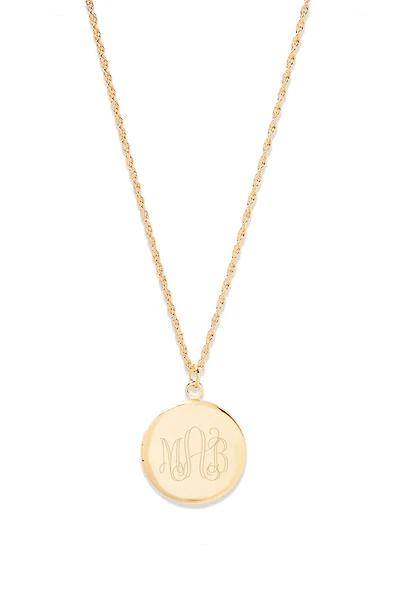 Brook & York Custom Monogram-Initial Round Locket Necklace