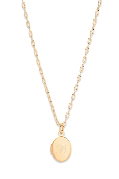 Brook & York Custom Initial Mini Oval Locket Necklace