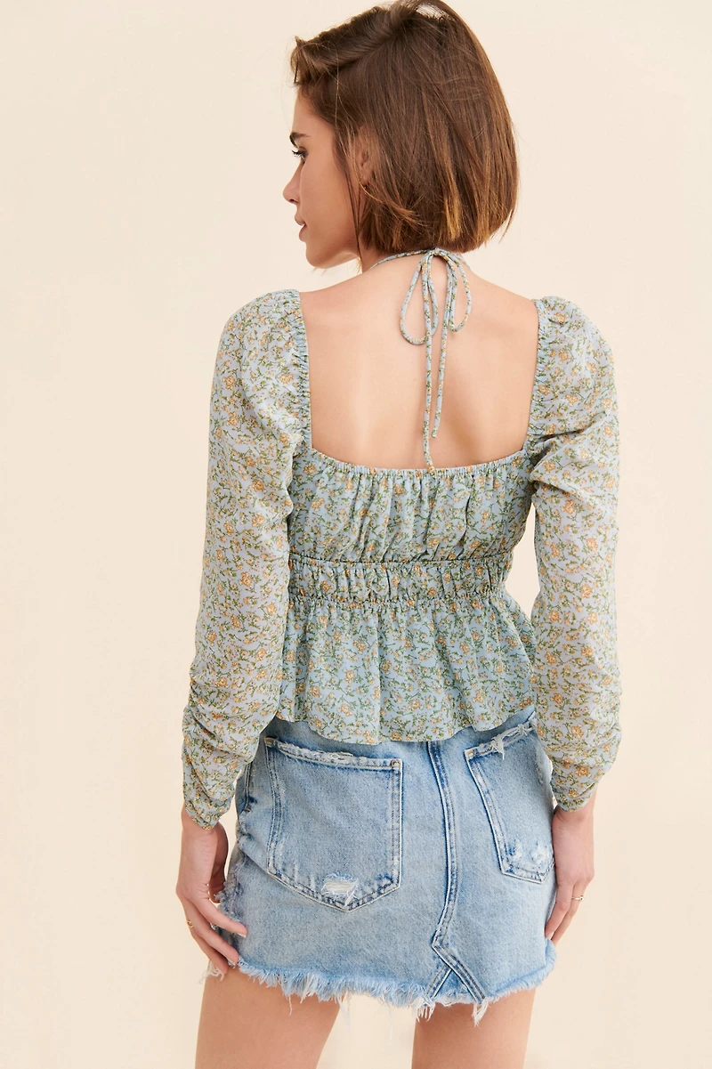 ASTR the Label Cutout Floral Blouse