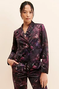 Scotch & Soda Printed Velvet Cropped Blazer