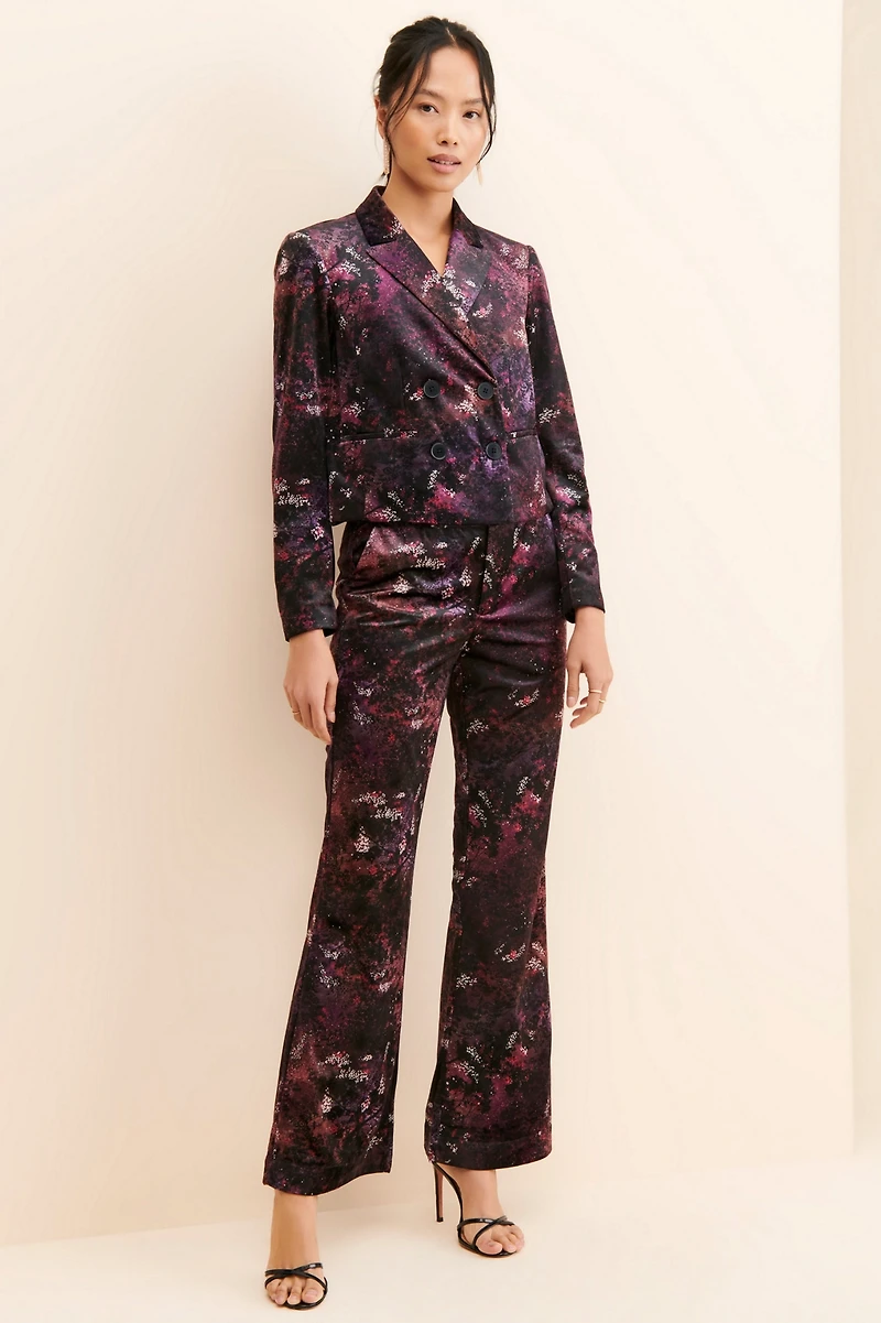 Scotch & Soda Printed Velvet Cropped Blazer