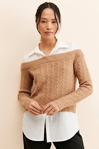 Flat White Sweater Twofer Top