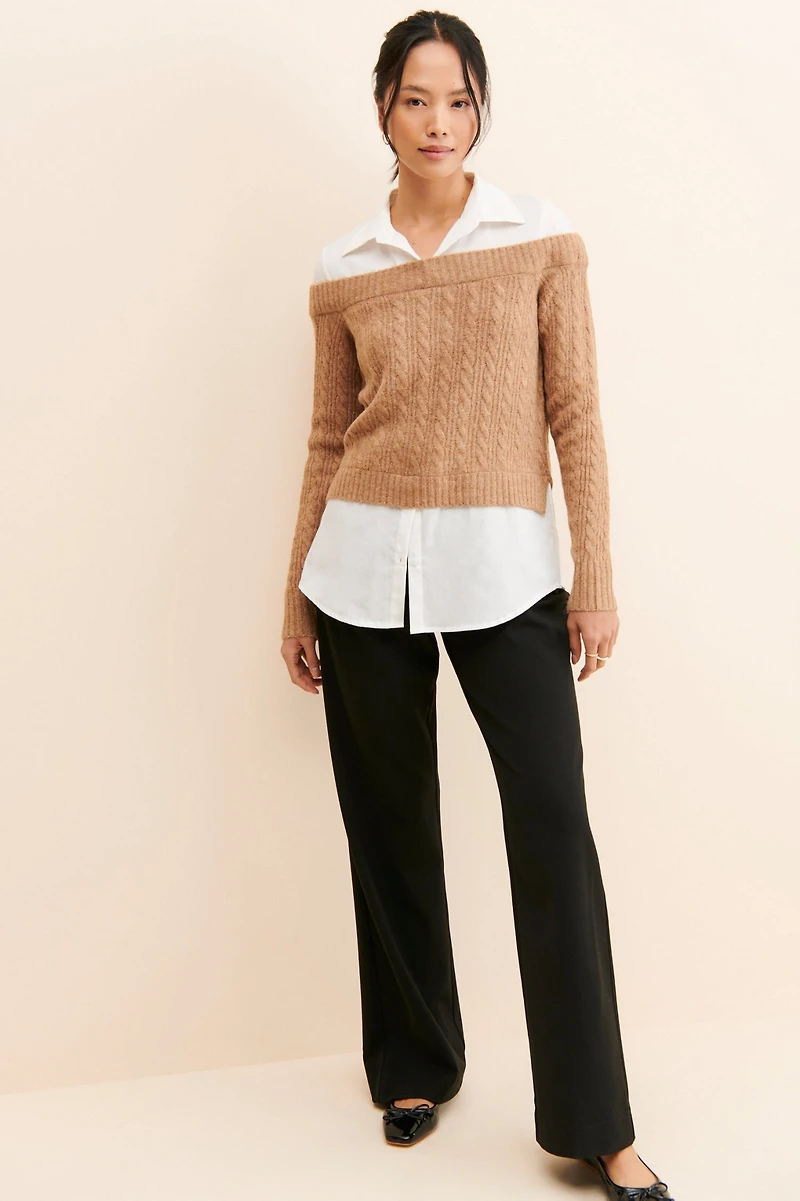 Flat White Sweater Twofer Top