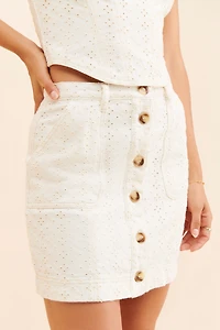 MinkPink Saskia Eyelet Mini Skirt