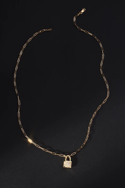 Luna Skye Diamond Lock Paperclip Necklace