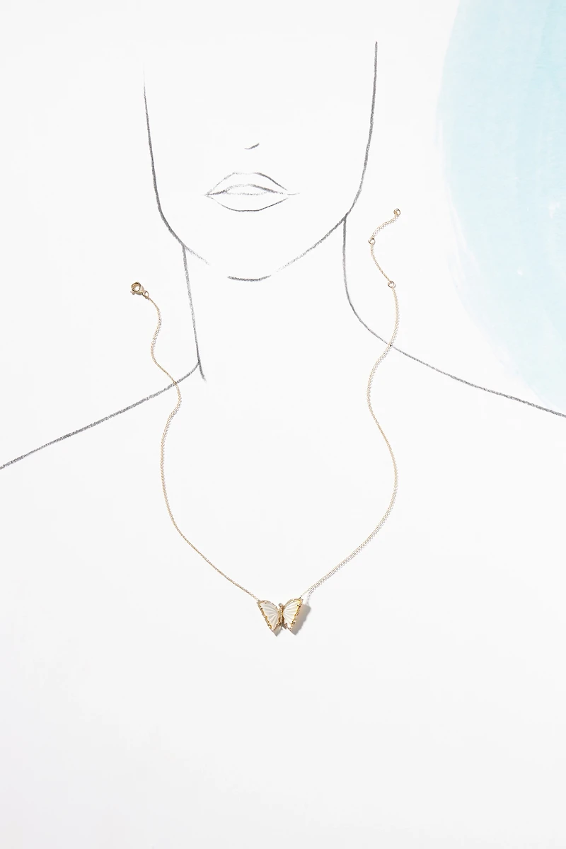 Luna Skye Moonstone Baby Butterfly Necklace