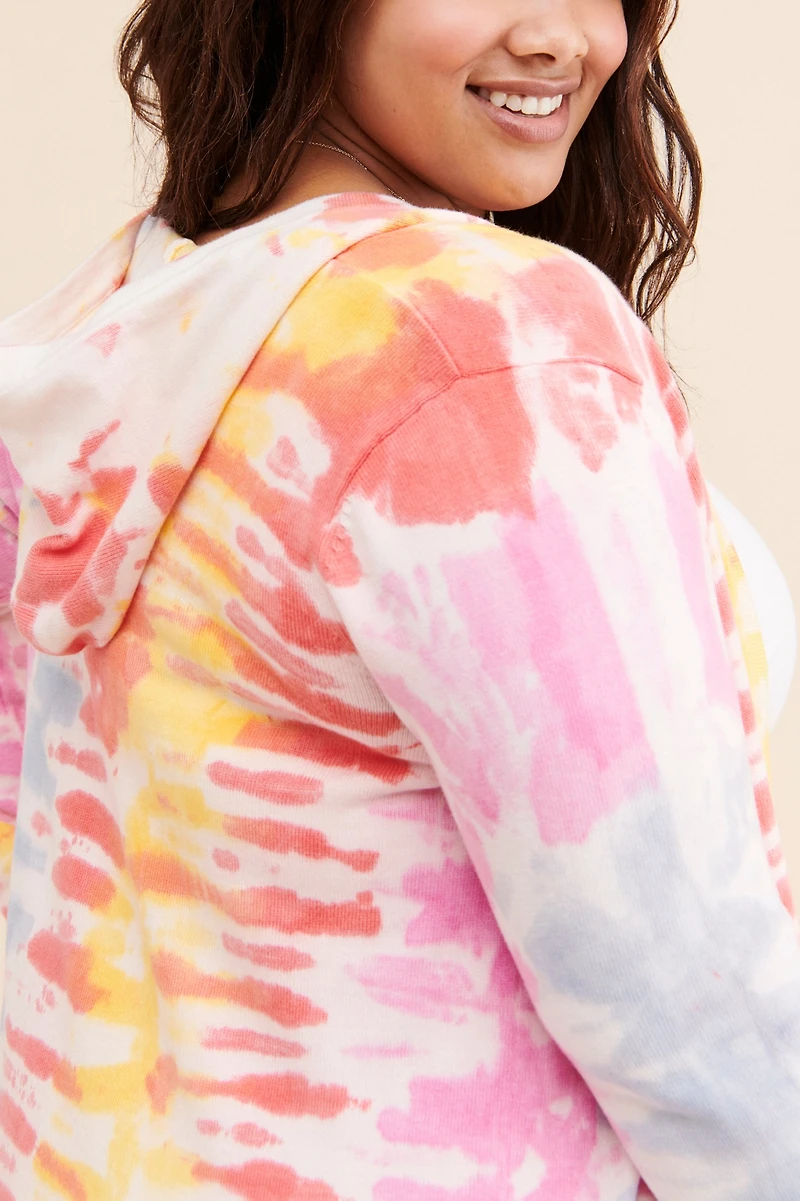 Electric Yoga Emira Hooded Tie-Dye Cardigan